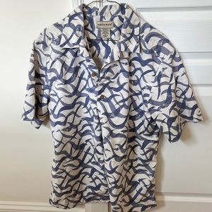 Vintage Beachy White/Blue Button Up